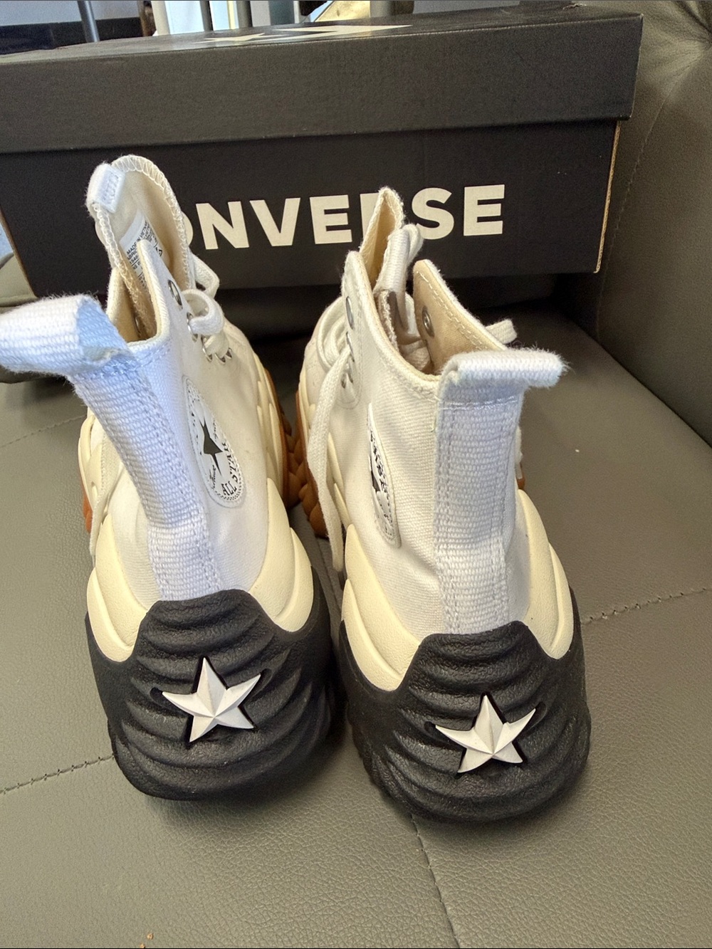 Converse Kids' White High-Top Sneakers with Black and Gum Sole - Picture 3 of 4